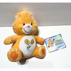 Vtg 2003 Care Bears Friend Bear Plush Stuffed Nanco Orange Flowers Smile 7" Y2K